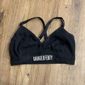 Savage X Fenty Black Ribbed Bralette